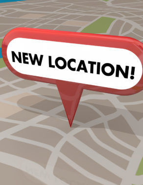 New Location Store Business Grand Opening Pin Map 3d Illustration